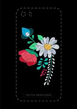 Vector floral embroidery effect Stock Illustration