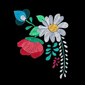 Vector floral embroidery effect Stock Illustration