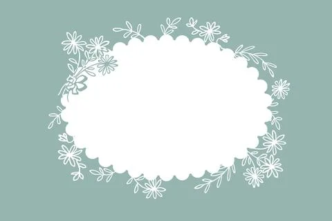 Vector floral frame in doodle style. Outline border with wild flowers. Stock Illustration