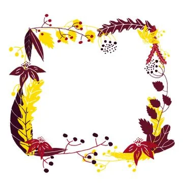 Vector floral frame in hand drawn style. Frame with flowers and leaves. Stock Illustration