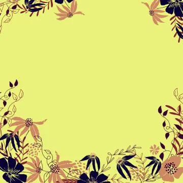 Vector floral frame in hand drawn style. Stock Illustration