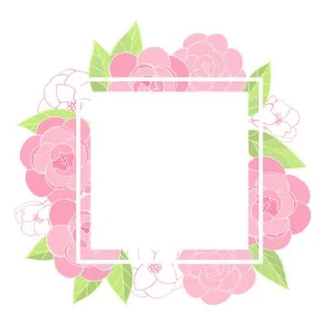 Vector floral frame with hand drawn flowers. Stock Illustration