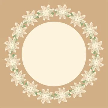 Vector floral frame. Pattern of round stylized inscription Stock Illustration
