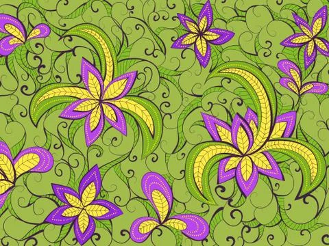 Vector floral hand drawn background pattern. Stock Illustration