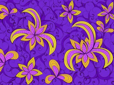 Vector floral hand drawn background pattern. Stock Illustration