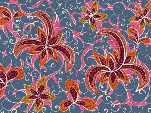 Vector floral hand drawn background pattern. Stock Illustration