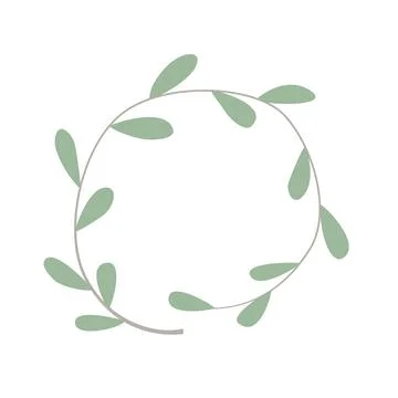 Vector floral hand drawn circle frame or logo template in elegant and minimal Stock Illustration