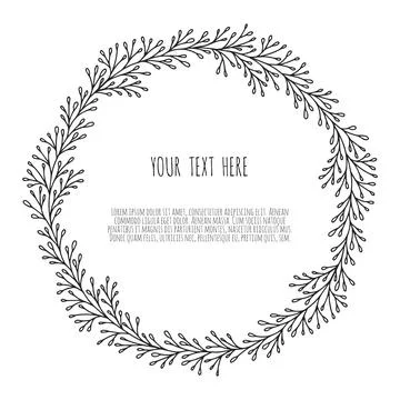 Vector floral hand drawn logo template in elegant and minimal style. For badges Stock Illustration