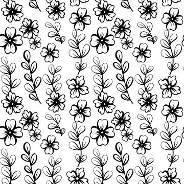 Vector floral hand drawn seamless pattern. Repeating background, digital paper Illustrazione stock