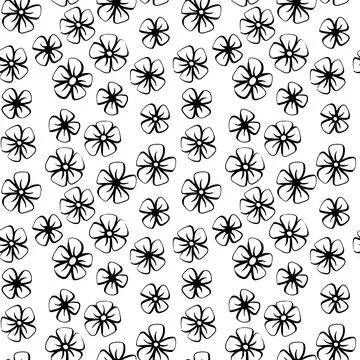 Vector floral hand drawn seamless pattern. Repeating background, digital paper Stock Illustration