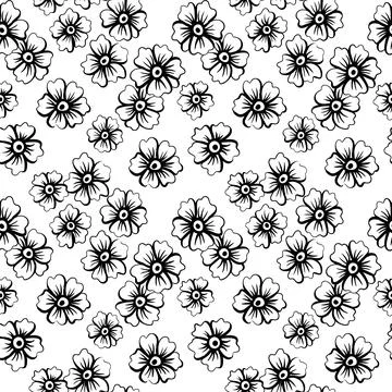 Vector floral hand drawn seamless pattern. Repeating background, digital paper Stock Illustration