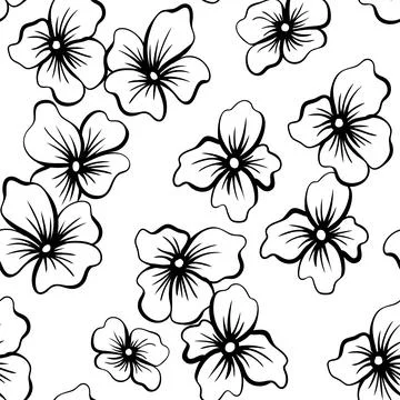 Vector floral hand drawn seamless pattern. Repeating background, digital paper Stock Illustration
