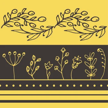 Vector floral horisontal seamless pattern Stock Illustration