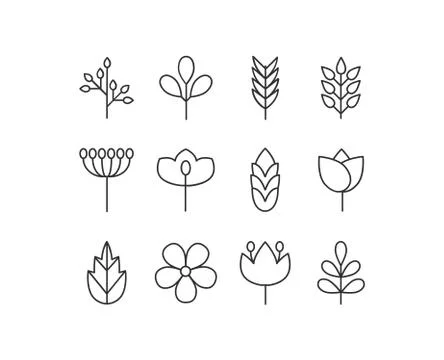 Vector floral icons set Stock Illustration