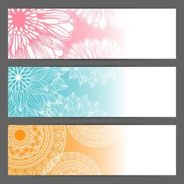 Vector floral illustration background. Horizontal banner. Stock Illustration