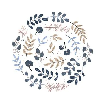 Vector floral illustration in a round shape. Botanical illustration Stock Illustration