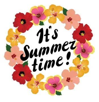 Vector Floral It's Summer Time Stock Illustration