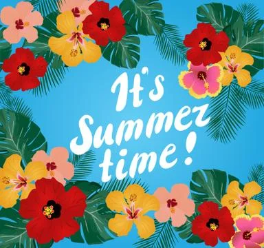 Vector Floral It's Summer Time Illustrazione stock