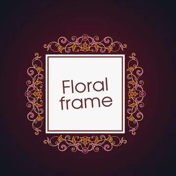 Vector floral linear style frame - art deco border for text. Title and page d Stock Illustration