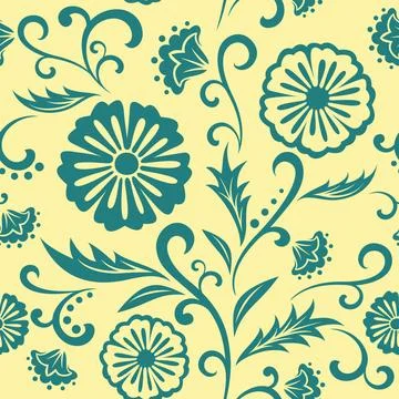 Vector floral ornate seamless pattern. Vector floral ornate seamless patte... Foto stock