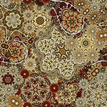 Vector floral paisley seamless pattern. Seamless pattern with mehendi elements Stock Illustration