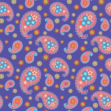 Vector floral with paisley seamless pattern. Stock Illustration