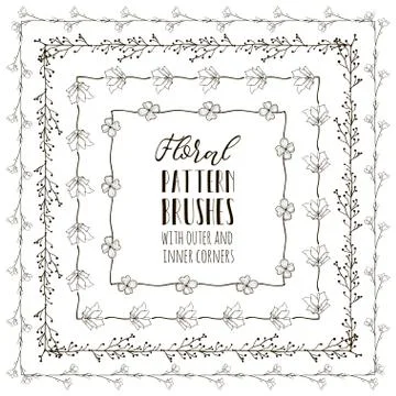 Vector Floral Pattern Brushes with Branches, Plants and Flowers Stock Illustration