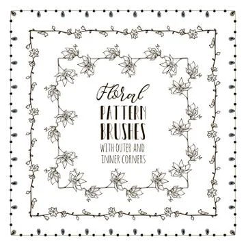 Vector Floral Pattern Brushes with Branches, Plants and Flowers Stock Illustration