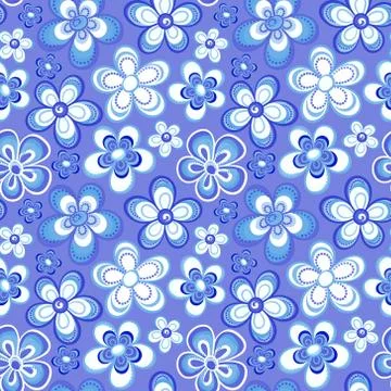 Vector floral pattern in doodle style with flowers. Gentle, spring floral Stock Illustration