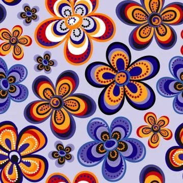 Vector floral pattern in doodle style with flowers. Gentle, spring floral Stock Illustration