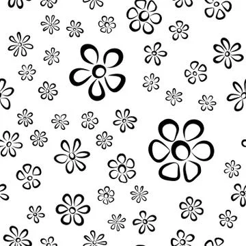 Vector floral pattern in doodle style. Stock Illustration