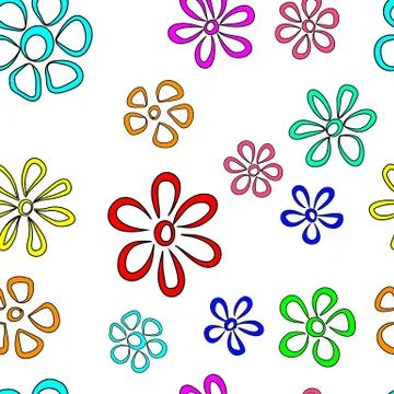 Vector floral pattern in doodle style. Stock Illustration