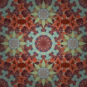 Vector floral pattern in doodle style with flowers. Flowers on blue, brown and o Illustrazione stock