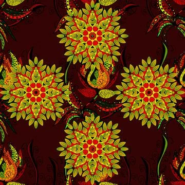 Vector floral pattern in doodle style with flowers and leaves. Gentle, spring fl Illustrazione stock