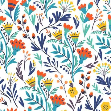 Vector floral pattern in minimalistic style with cute simple stylized abstract 스톡 일러스트