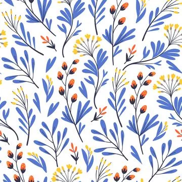 Vector floral pattern in minimalistic style with cute simple stylized abstract 스톡 일러스트