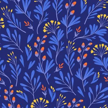 Vector floral pattern in minimalistic style with cute simple stylized abstract Stockillustratie