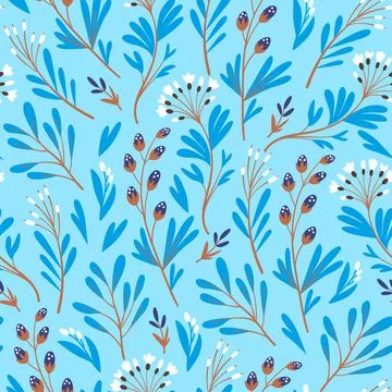 Vector floral pattern in minimalistic style with cute simple stylized abstract 스톡 일러스트