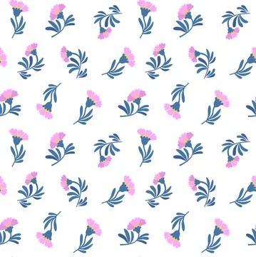 Vector floral pattern in minimalistic style with cute simple stylized abstract 库存插图