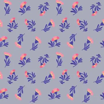 Vector floral pattern in minimalistic style with cute simple stylized abstract 库存插图