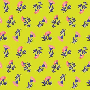 Vector floral pattern in minimalistic style with cute simple stylized abstract Illustrazione stock