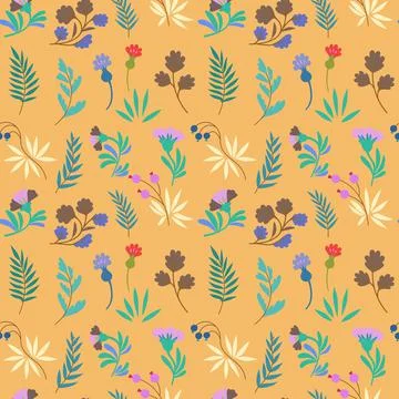 Vector floral pattern in minimalistic style with cute simple stylized abstract 스톡 일러스트