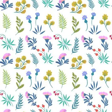 Vector floral pattern in minimalistic style with cute simple stylized abstract 스톡 일러스트