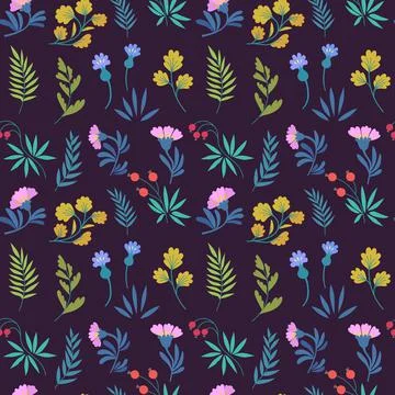 Vector floral pattern in minimalistic style with cute simple stylized abstract 库存插图