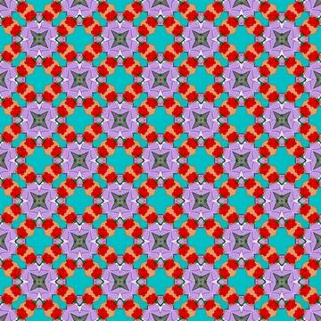 Vector floral pattern in red, lilac and green, Stock Illustration