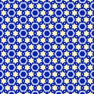 Vector floral pattern in shades of blue and yellow Stock Illustration