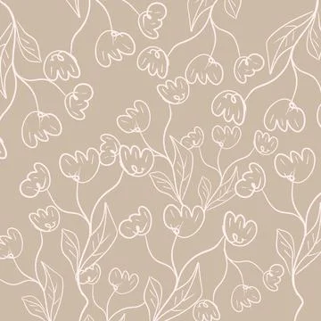 Vector floral pattern with white flowers in doodle style Stock Illustration