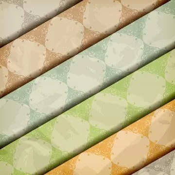 Vector  floral patterns  on  crumpled   paper texture Stock Illustration