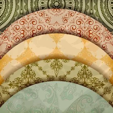 Vector floral patterns, vintage retro style Stock-Illustration