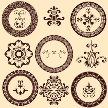 Vector  floral retro frames and design elements Stock Illustration